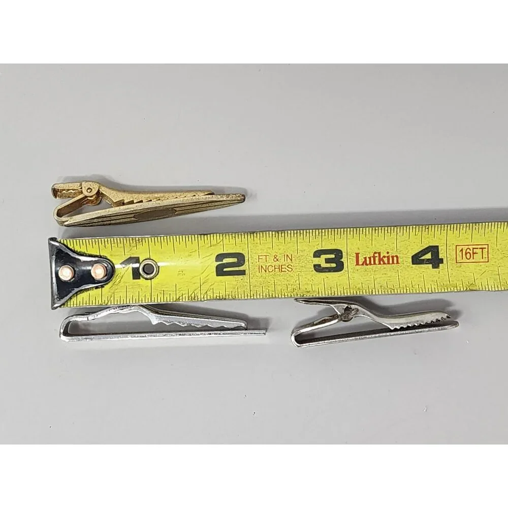 Lot Of‎ 3 Vintage Gold & Silver Tie Cips Anson/Swank/Unmarked